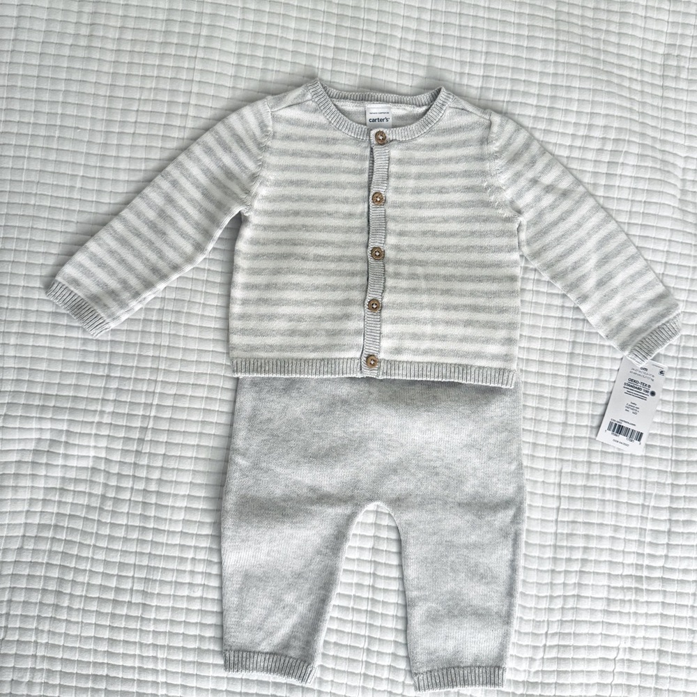 Carter’s Striped Cardigan and Pants Set size 6 mo